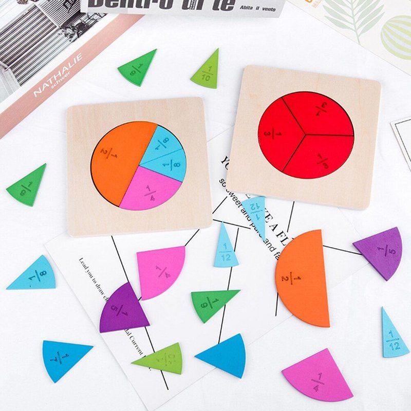 Planche D'Apprentissage De Division De Fractions Mathématiques Pour Enfants, Ensemble De Plaques Amusantes Pour Enseignement Des Mathématiques, Instrument Rond, Jouet Éducatif Pour Enfants