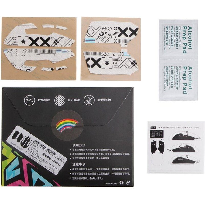 Bande antidérapante en peau de souris 13x10mm, autocollants latéraux pour razer- Viper, évacuation de l'humidité, blanc