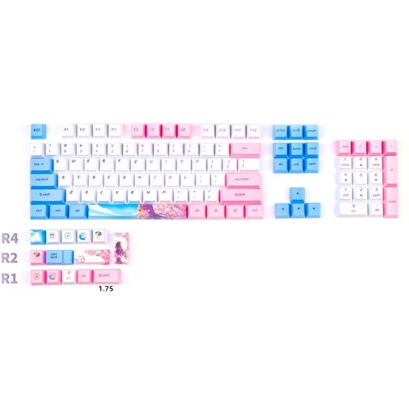 Capuchons de touches pour clavier mécanique, 118 touches, profil OEM, bleu, rose, pour clavier, PBT, Sublimation, meilleur cadeau pour fille