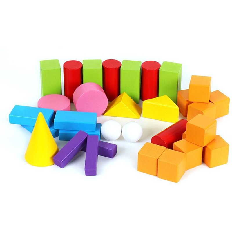 Blocs De Géométrie 3d En Bois Pour Enfants, Jouets Éducatifs D'Apprentissage Des Maths, Cadeau, 32 Pièces/Ensemble