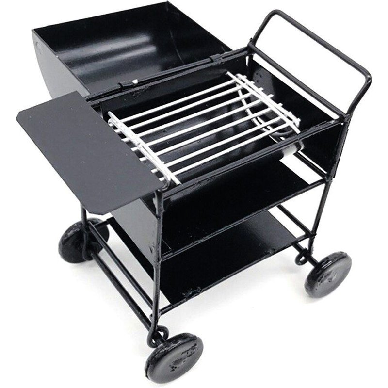Barbecue Miniature En Métal Noir Pour Maison De Poupée, Accessoires De Cuisine En Métal, Pour Barbecue, Four À Rôtir, Pique-Nique, 1/12