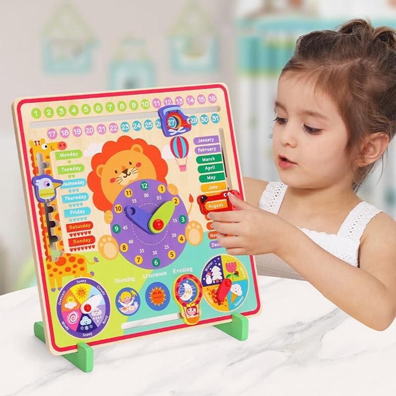 Horloge En Bois Pour Enfants, Calendrier Météo, Jouets Cognitifs, Enseignement Éducatif Préscolaire, Outils Pour Enfants