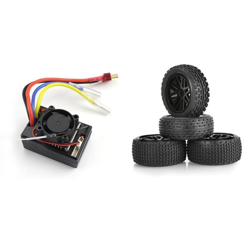 2 Jeux De Pièces De Voiture Rc: 1 Jeu De Pneus De Roue De 86mm Et 1 Jeu De Carte De Circuit Imprimé Esc Récepteur 104001 ? 1922