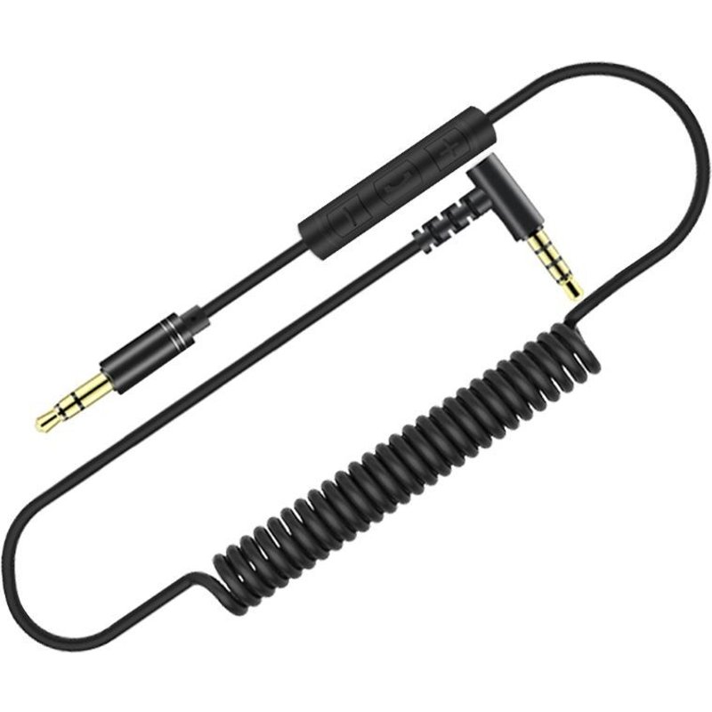 câble Audio Flexible Jack Aux 3.5mm, avec micro, contrôle du Volume, cordon à ressort stéréo