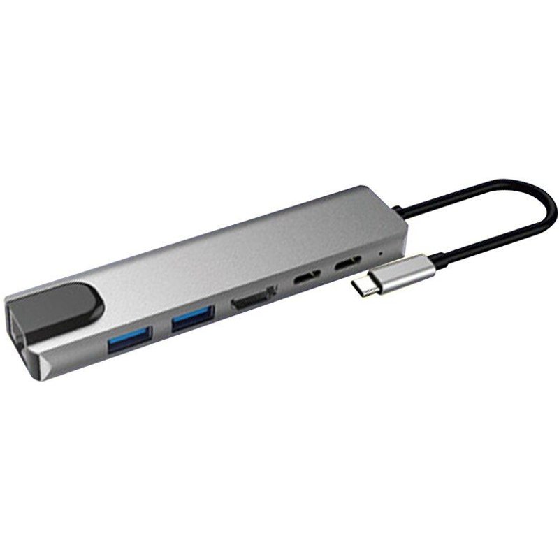 Hub USB 3.0 6 en 1 de Type C, USB-C à 4K, 30HZ, haute vitesse, pour ordinateur portable, Rj45, Gigabit Ethernet, PD