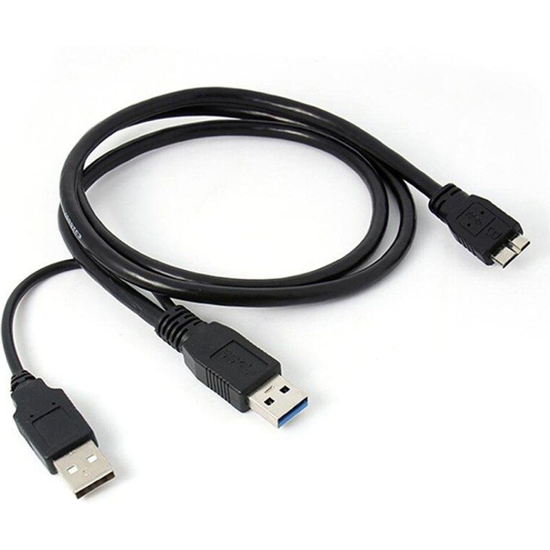 Câble Micro USB B 3.0 Y Double A pour disque dur, noir