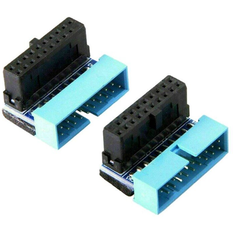 Adaptateur USB 3.0 20 broches mâle vers femelle, Extension angulaire 90 degrés vers le haut et vers le bas pour carte mère, 2 pièces