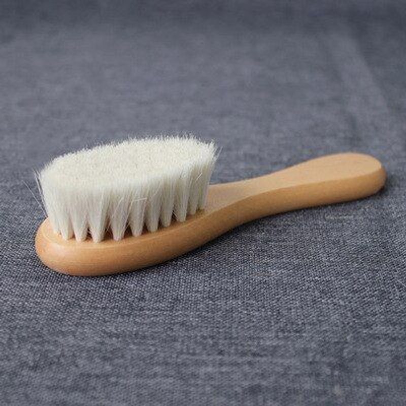 Brosse En Laine Naturelle Pour Bébé, En Bois, Poils De Chèvre, Peigne Pour Enfants, Nouveau-Né, Masseur De Tête, 1 Pièce/Ensemble