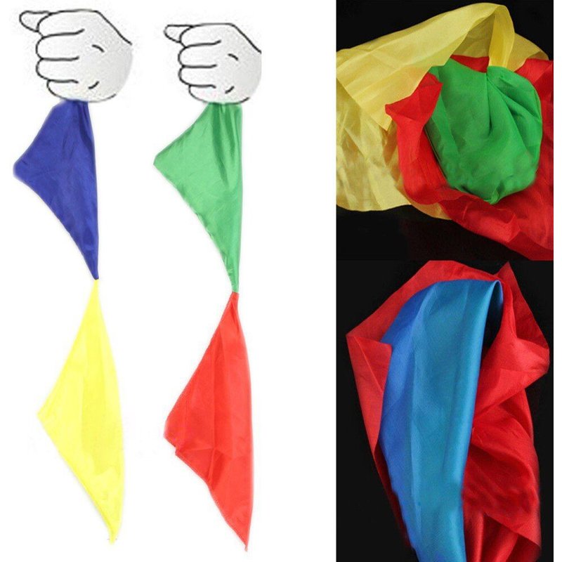 Foulard En Soie À 4 Couleurs Changeantes, Tour De Magie, Accessoires D'Apprentissage, Scène, Jouets Amusants, Cadeau Pour Bébé, Couleur Aléatoire