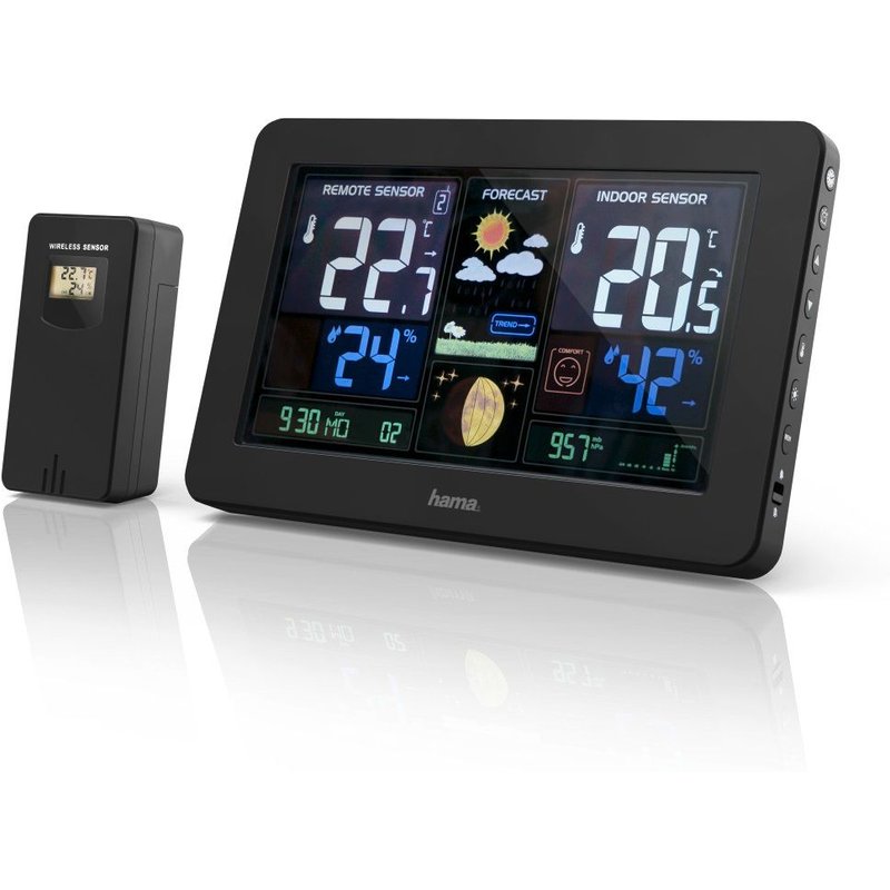 Station météo "Premium", avec écran couleur LED et fonction de charge USB