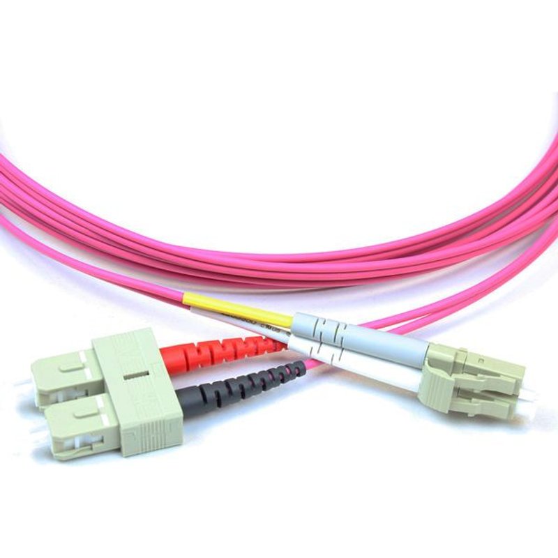 Jarretière optique, Duplex 2mm OM4 SC / LC, Magenta, Longueur 3m