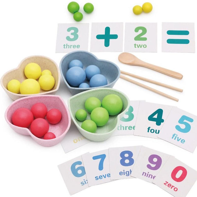 Baguettes En Bois Avec Perles, Bol À Cuillère, Cartes Mathématiques, Couleur D'Apprentissage, Jouet Éducatif Pour Enfants