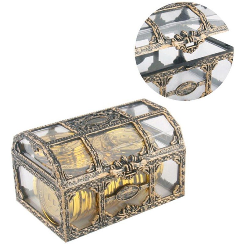 Conteneur D'Argent En Plastique Transparent, Boîte De Rangement, Jouets Anime Pirate, Jouets Pour Enfants, Boîte Au Trésor De Gemmes En Cristal, Figurines De Jouets