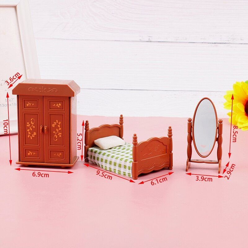 1/12 Mini Maison De Poupée, Style Différent, Mini Chambre À Coucher, Coiffeuse, Placard, Lit Superposé, Accessoires De Meubles De Décoration