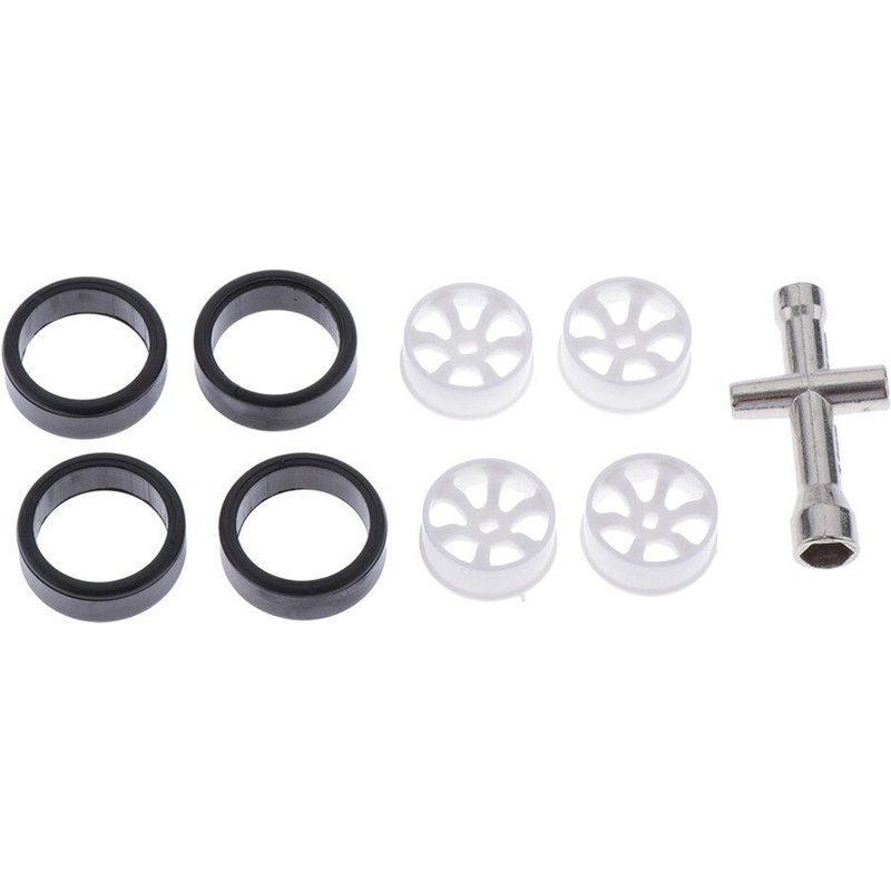 4 Pneus De Voiture Rc, Jante De Roue Et Manchon De Clé Croisé, Accessoires De Bricolage Pour Jouets