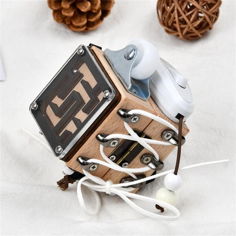 Jouets Éducatifs Montessori En Bois Pour Bébé Cube, Boîte De Verrouillage Pour L'Apprentissage Préscolaire