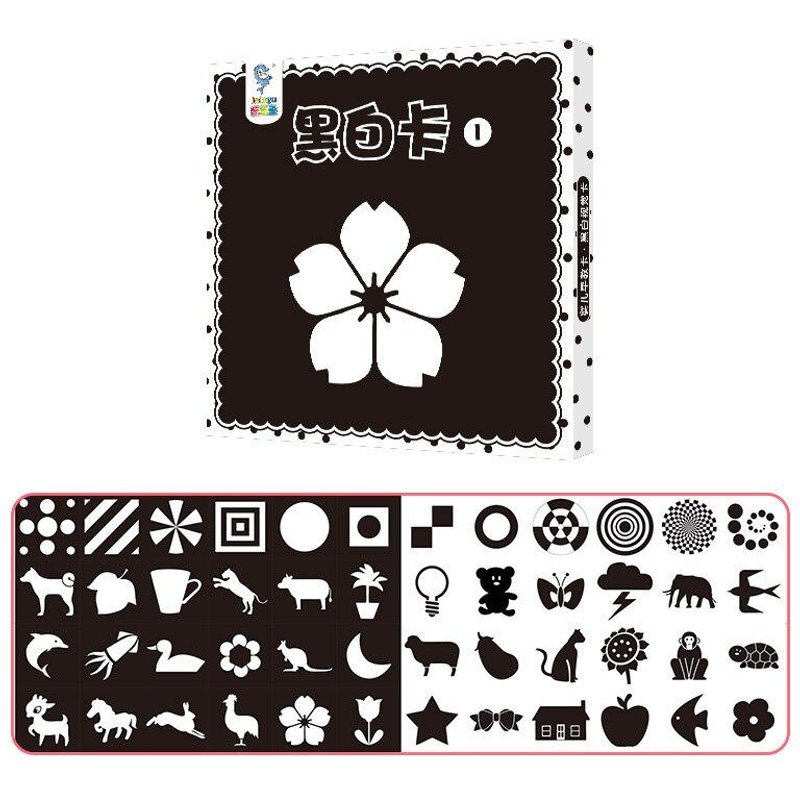 Carte De Stimulation Visuelle Montessori Pour Bébé, Jouets, Flash Noir Et Blanc, Stimulation Visuelle À Contraste Élevé, Jouet D'Apprentissage Pour Enfants, Cadeau