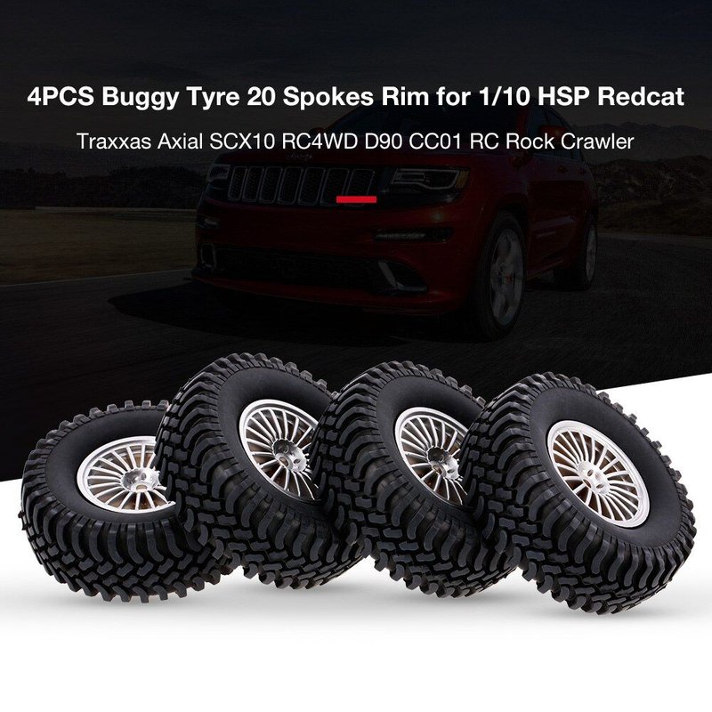 4 Pièces De Pneus Buggy De Voiture Rc, Jante À 20 Rayons Pour 1:10 Hsp Redcat Traxxas Axial Scx10 Rc4wd D90 Cc01 Rc Rock Crawler Parts