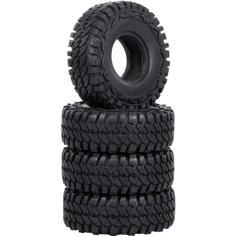 Pneus De Roue En Caoutchouc 110mm 1.9in, 4 Pièces, Pour Chenilles De Roche 1:10 Rc Pour Axial Traxxas Hsp Redcat Rc4wd Tamiya Axial Scx10 D90 Hpi