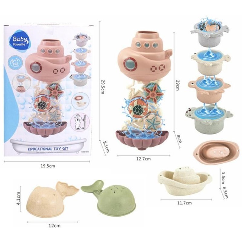 Jouets De Bain Pour Bébés, Roue À Eau, Outil De Pulvérisation D'Eau, Bricolage Tasse D'Empilage, Jouets De Salle De Bain D'Été, Livraison Directe
