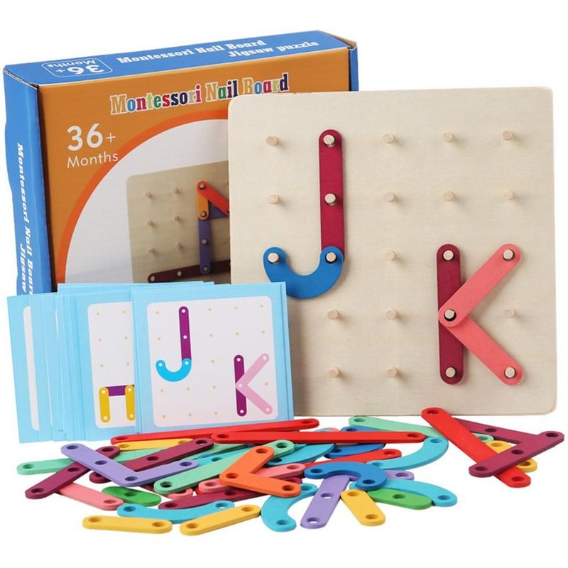 Jouet En Bois Montessori, Planches À Ongles, Jouet Éducatif, Ensemble De Colonnes Géométriques, Chiffres, Alphabet, Lettres, Caractères Chinois