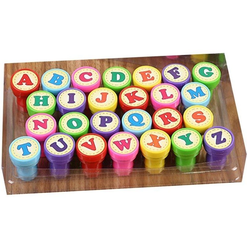 Tampons Encreurs Pour Tampons Encreurs, 26 Pièces, Alphabet, Lettres Rondes, Tampons Encreurs, Plaque Pour Scrapbooking, Cadeaux, Jouets Pour Enfants
