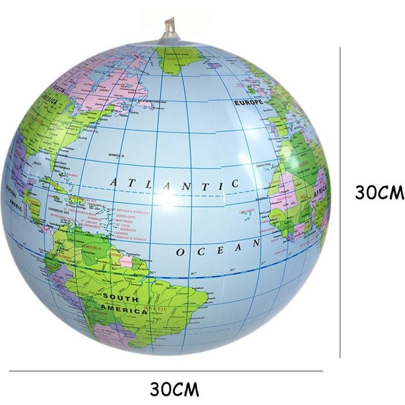 Globe Gonflable De 30cm, Boule De Carte De La Terre, Océan, Jouet Éducatif D'Apprentissage De La Géométrie, Balle De Plage Gonflable, Jouet D'Eau