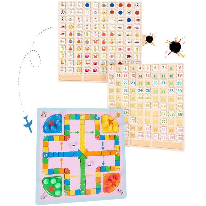 Jeu De Société 3 En 1 Pour Garçons Et Gi, Jeu Familial, Jeu D'Échecs Volants, Jeu À Cent Chiffres, Ensemble De Jouets Éducatifs Amusants