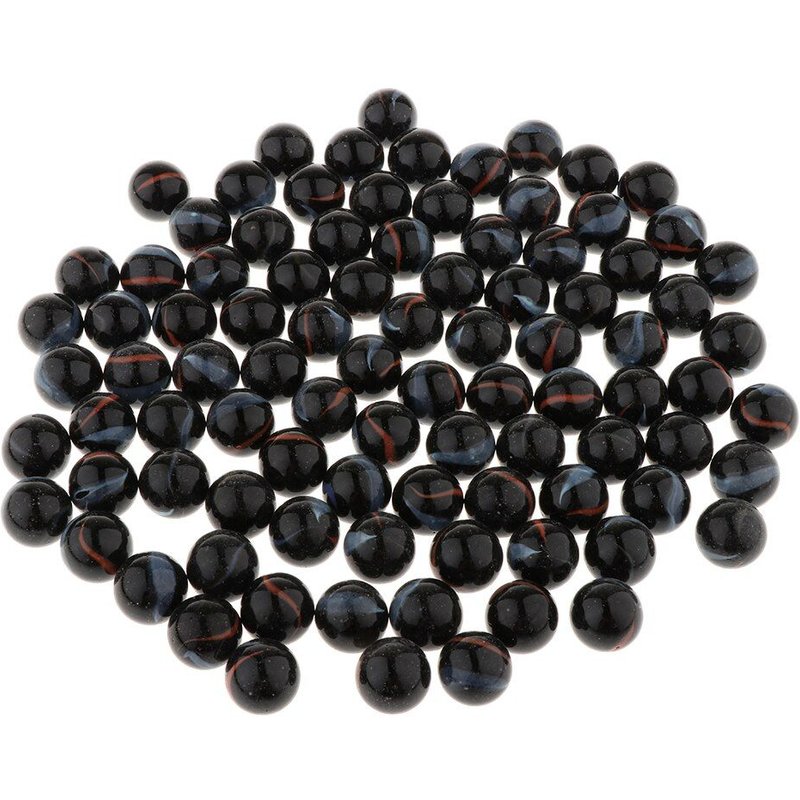 Billes de verre colorées de 16mm, 90 pièces, jeu de course en marbre pour enfants, jouet Solitaire en marbre, remplissage de Vase et réservoir de poisson, décoration de maison-noir