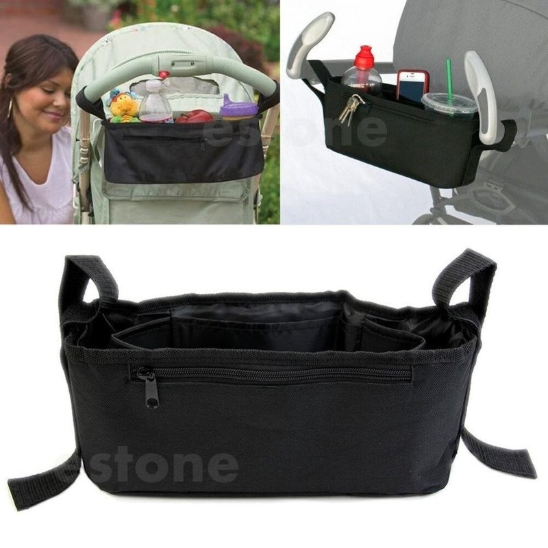 Sac De Rangement De Console De Poussette, Plateau De Boisson Pour Parents, Sac De Rangement Double Support De Tasse, Jogging De Téléphone