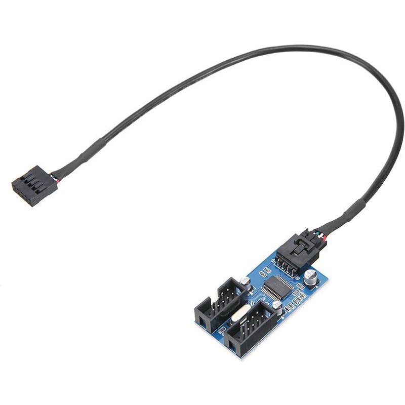 Câble extension USB HUB Mayitr, 9 broches, 30cm, mâle, 1 à 2 femelles, 9 P