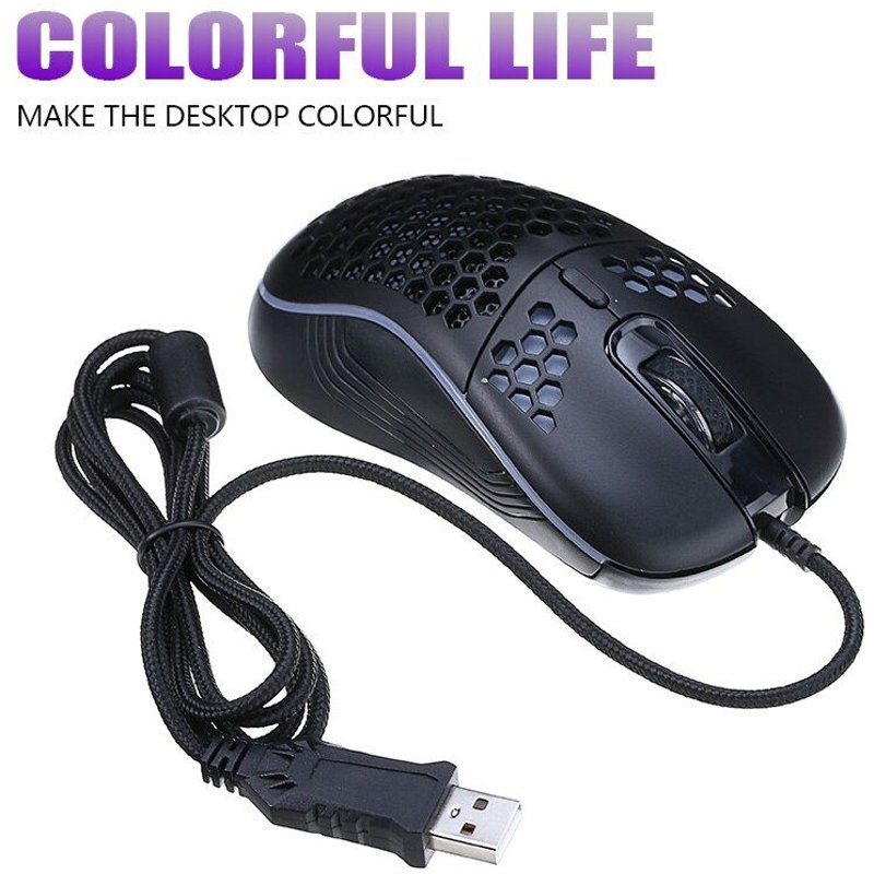 souris de jeu lumineuse à câble USB, 4800DPI, 6 boutons, éclairage LED RGB, Design ergonomique réglable, pour ordinateur portable, 1 pièce