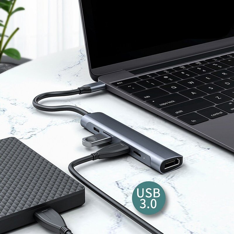 5 en 1 Type-c HUB HDMI-compatible USB2.0 USB3.0 PD Type-c Adaptateur de Données pour Ordinateur Portable De Bureau USB 3.0 Haute Vitesse Ports Type-c