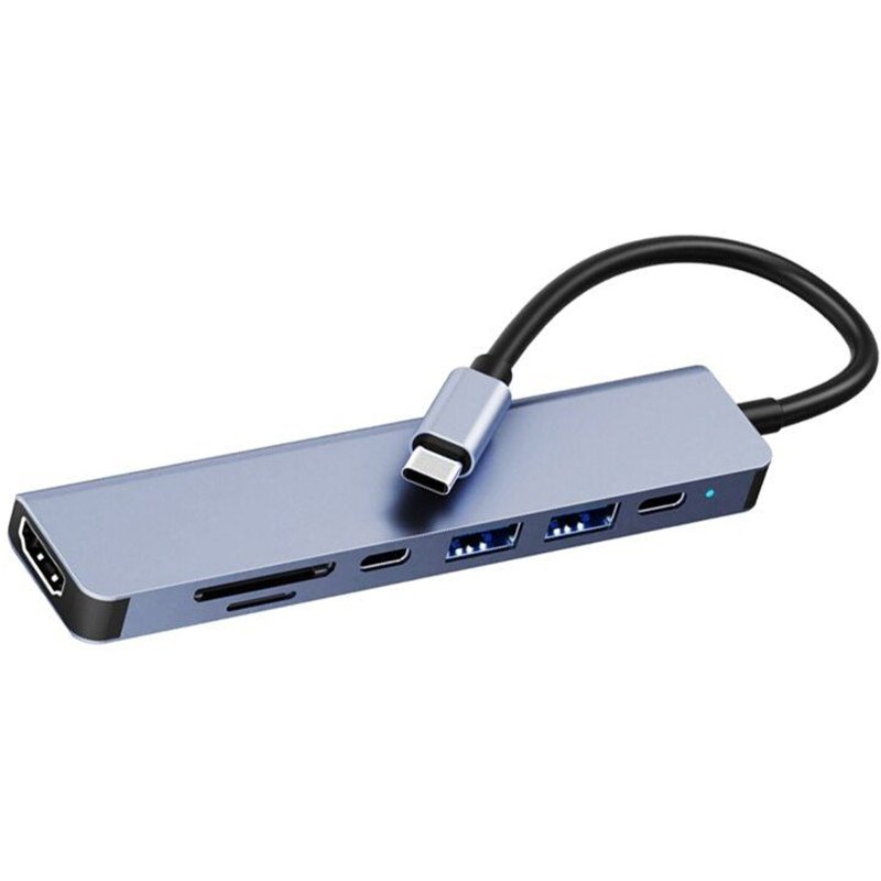 Hub USB C 7 en 1 vers HDMI 4K, adaptateur de Type C OTG 3, Dock avec PD TF SD pour iPad Pro/Air XPS Surface