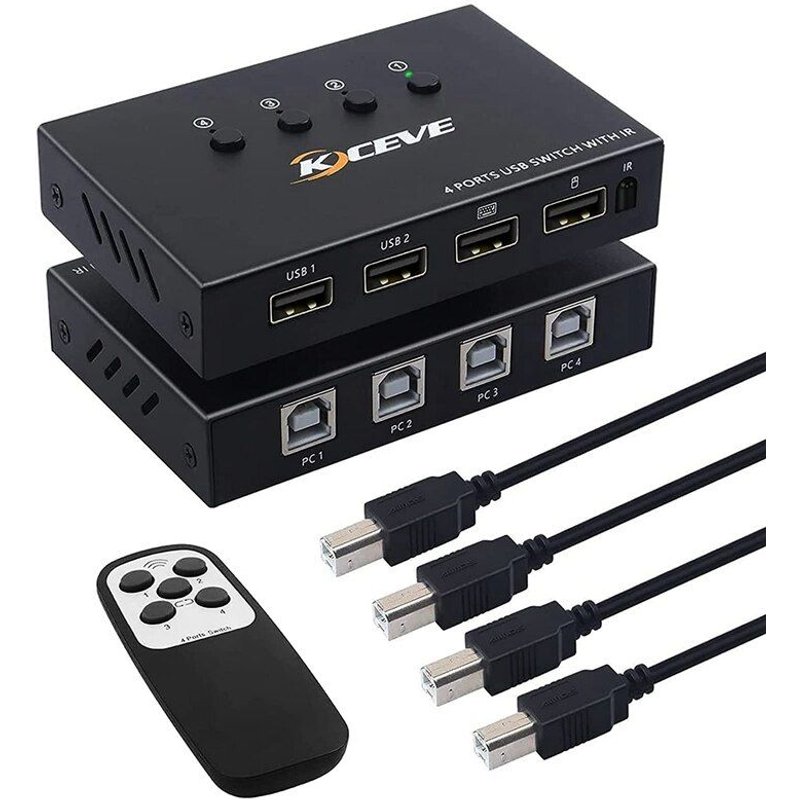 Sélecteur de commutateur, 4 ports KM, 4 ordinateurs, partage de 4 périphériques USB, boîte de commutation périphérique pour clavier, NEW-USB