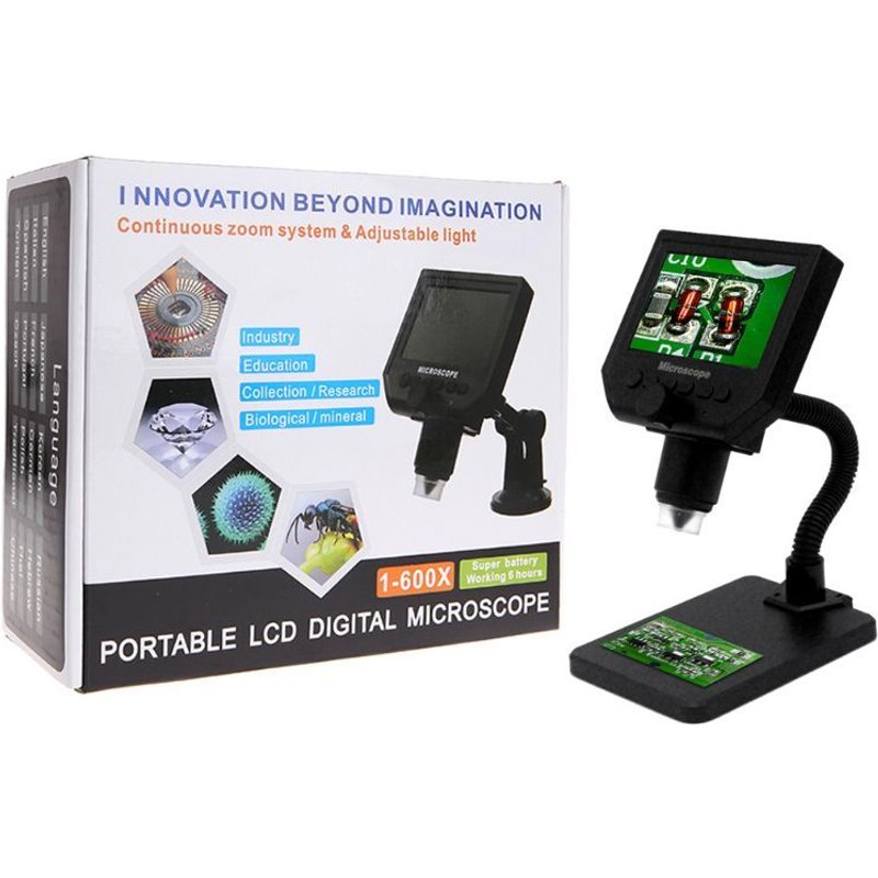 Microscope électronique USB G600 600X, caméra de soudage numérique, Endoscope LCD 4.3 pouces, caméra grossissante + 8 LED