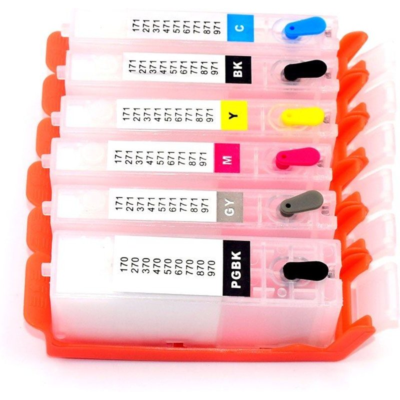 Recharge pour cartouche encre 6 couleurs PGI-570 CLI-571, pour Canon MG7750 MG7751 MG7752 MG7753 TS9050 TS9055 TS8050 TS8051 TS8052 TS8053