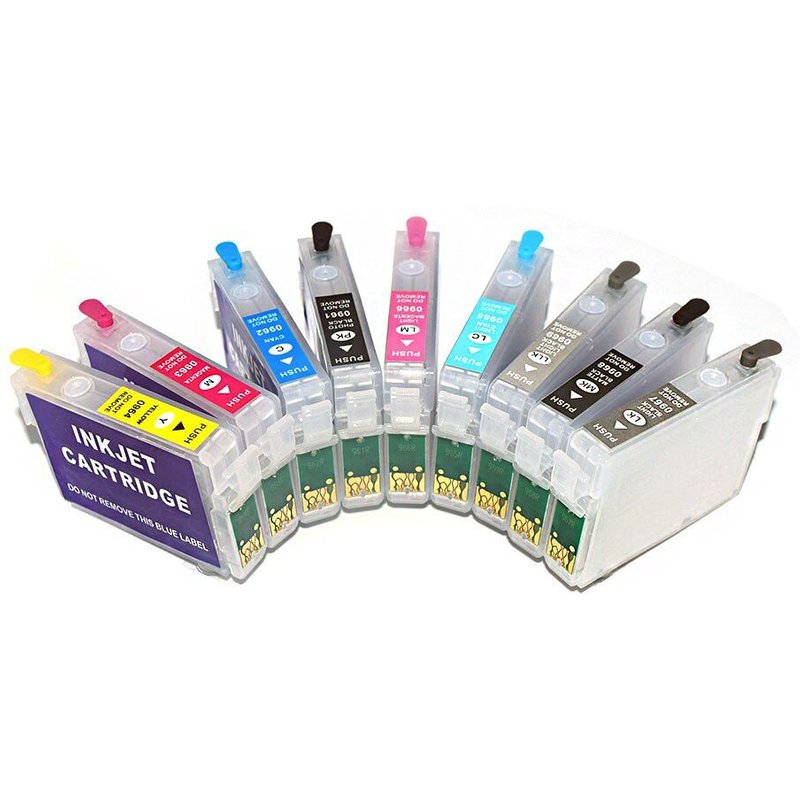 Recharge de cartouche encre 9 couleurs pour imprimante Epson T0961-T0969, pour Epson Stylus photo R2880, avec puces ARC