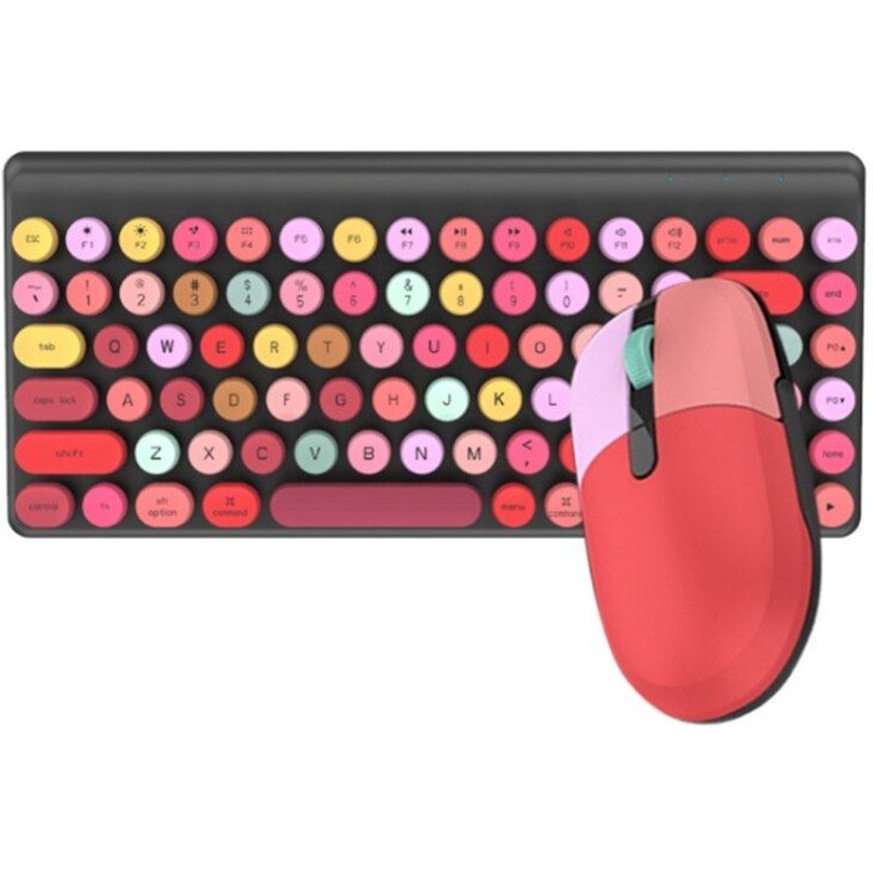 Ensemble clavier et souris sans fil Girly, 86 touches rondes, rétro, Punk, rouge à lèvres, pour bureau