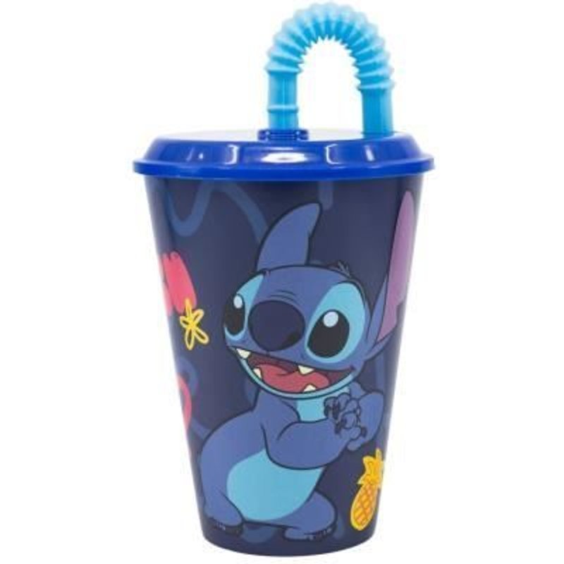 Verre Avec Paille - Disney - Stitch - Bleu - Enfant - 430ml
