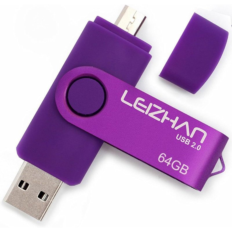 Clé USB 64Go USB 2.0 OTG 2 en 1 Flash Drive Mémoire Stick pour PC Ordinateur Portable Android Smartphone Tablette-Violet