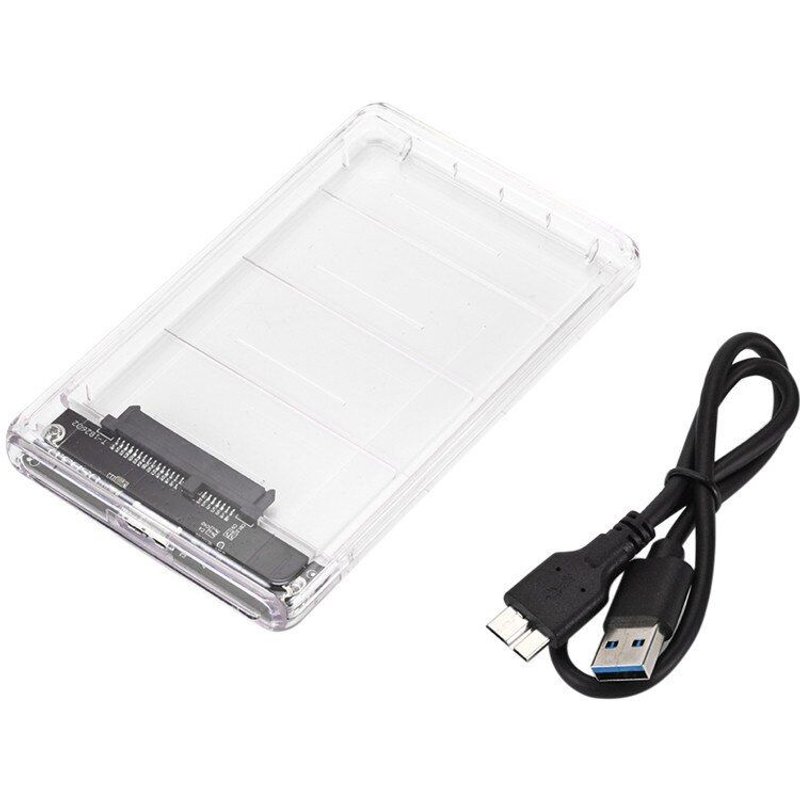 Boîtier pour disque dur externe SSD, 2.5 pouces, SATA vers USB3.0, UASP, transparent, Portable, Max 2T