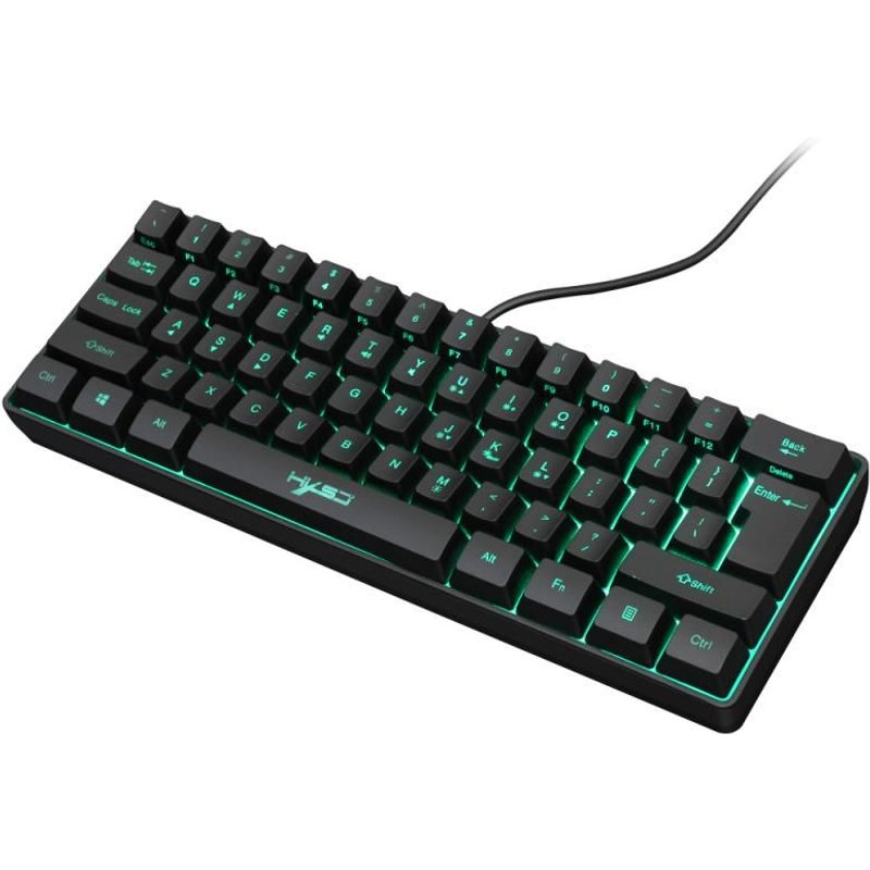 Mini clavier de jeu à 61 touches, éclairage rvb, réglable, plusieurs combinaisons de touches de raccourci, USB, pour ordinateur de bureau, nouveauté 2021