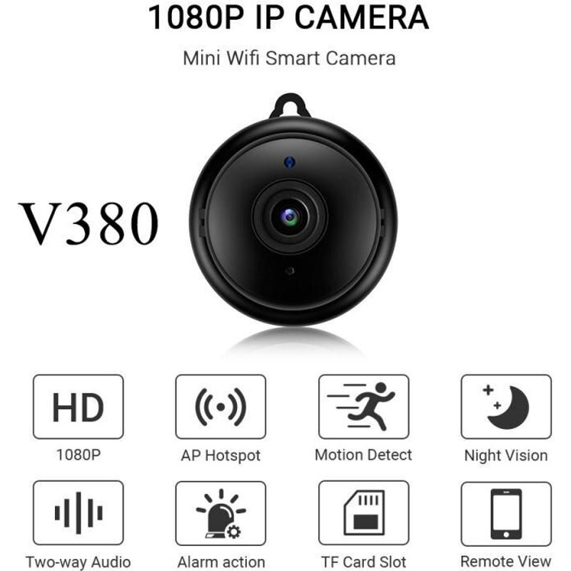 Mini caméra de surveillance IP WIFI V380 1080P, dispositif de sécurité domestique sans fil, avec Vision nocturne, détection de mouvement et Audio