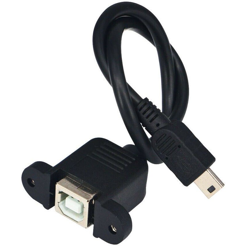 Câble adaptateur USB Type B USB-B femelle avec montage sur panneau, à Mini prise USB mâle