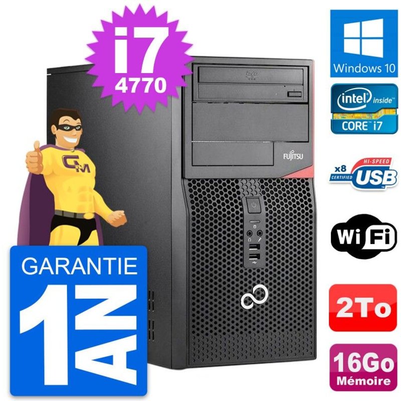PC Tour Fujitsu Esprimo P520 Intel i7-4770 RAM 16Go Disque 2To Windows 10 Wifi