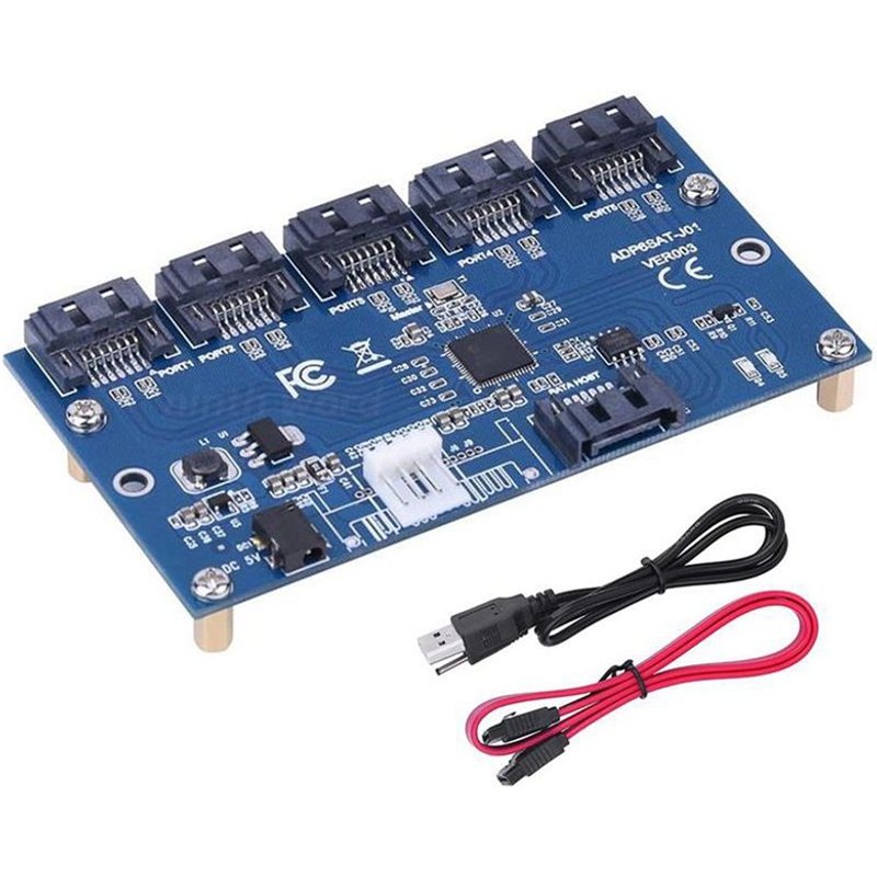 Convertisseur Sata 1 À 5 Ports, Carte D'Extension De Convertisseur Sata, Multiplicateur De Disque Dur Hdd Ssd, Accessoire