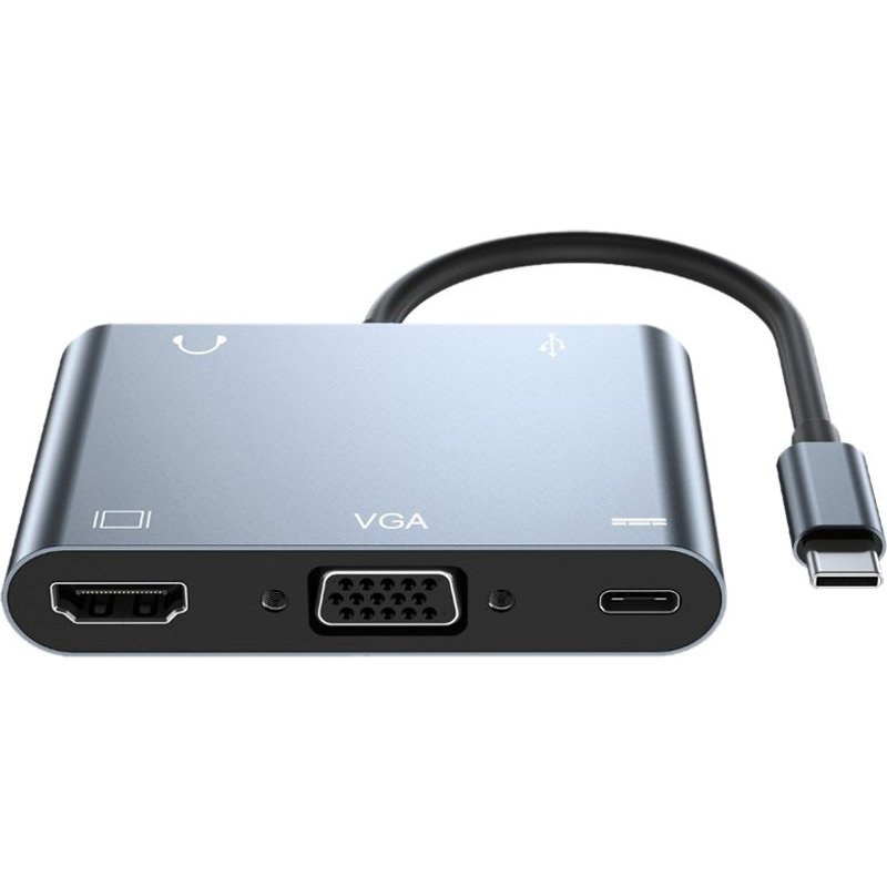 Adaptateur De Station D'Accueil Hub Usb C 5-En-1, Type C Vers Hdmi, Vga + Av + Usb3.0 + Pd, Adaptateur Vidéo Multi-Ports