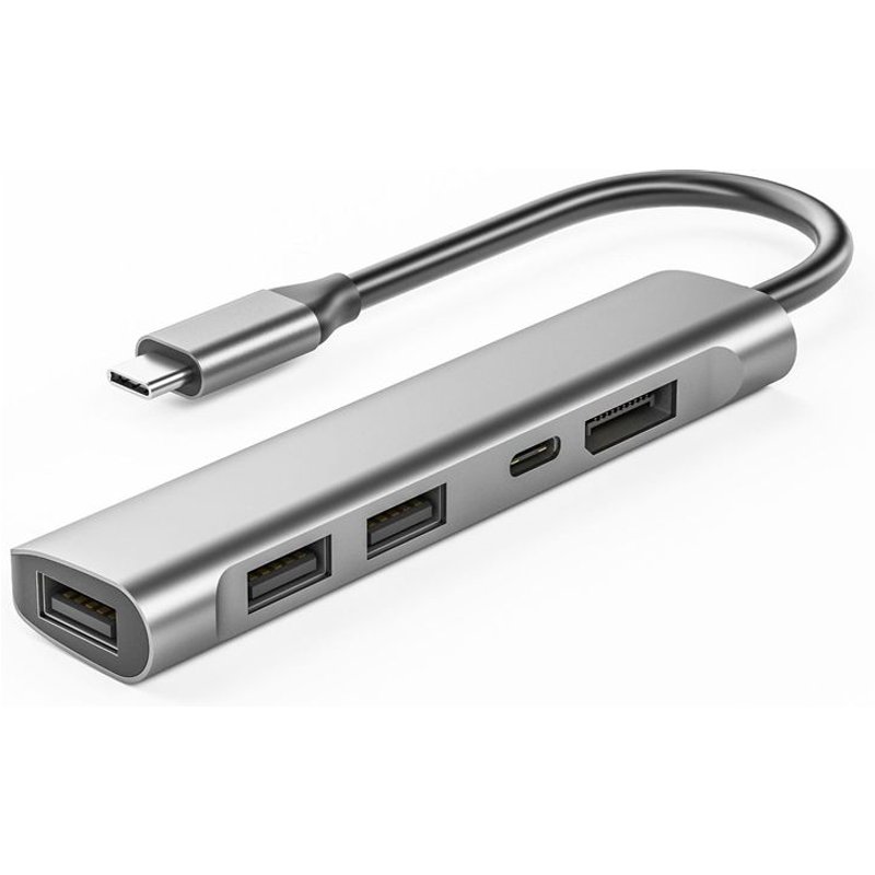 Adaptateur Hub 5 En 1 Usb-C, 3.5mm, Jack Audio, Usb 2.0 Type C 60w Pd, Station D'Accueil Pour Ordinateur Portable Et De Bureau, W27l