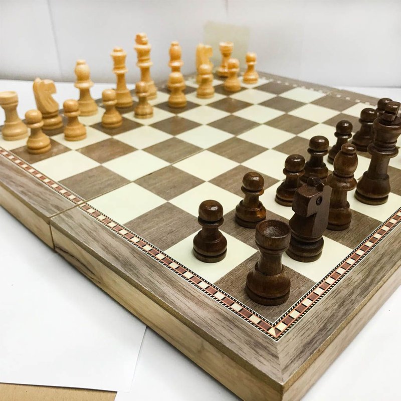 Jeu D'échecs Et De Dames Internationaux En Bois, Standard Universel 3 En 1, Planche Pliante, Jeu D'échecs Pour Débutant, Voyage, Parent-Enfant